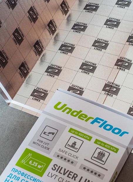 Подложка под напольные покрытия UnderFloor SILVER LINE