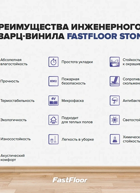 Виниловый ламинат (SPC) Fast Floor STONE Шхара