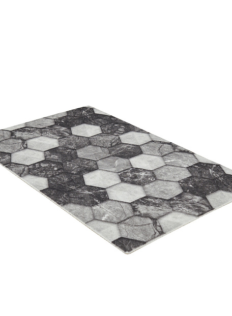Коврик Icarpet PRINT Соты Мрамор Чёрно-серый 128
