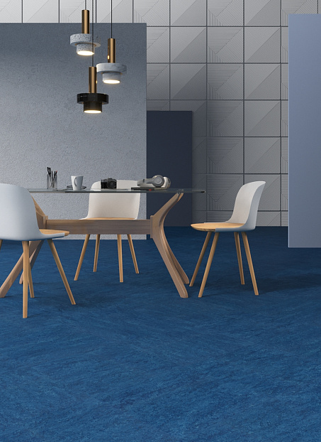 Линолеум модульный Marmoleum MODULAR COLOUR Blue t3030 шириной м