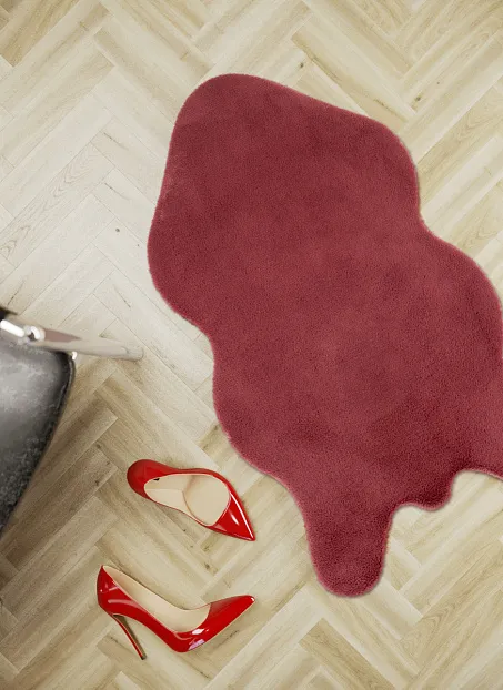 Коврик Shahintex ШКУРА Брусничный 05